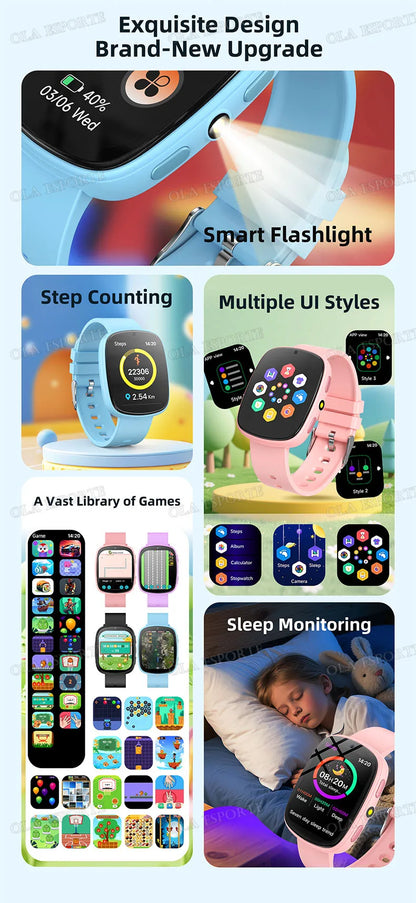2026 Kids Games Smartwatch 1.83''HD Screen Camera 22 Interesting Games Sleep Monitor Alarm Clock Calculator Children Watch MA27