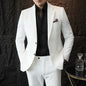 High quality Korean slim fit (suit + trousers) Fashion business handsome casual solid color wedding suit two-piece set