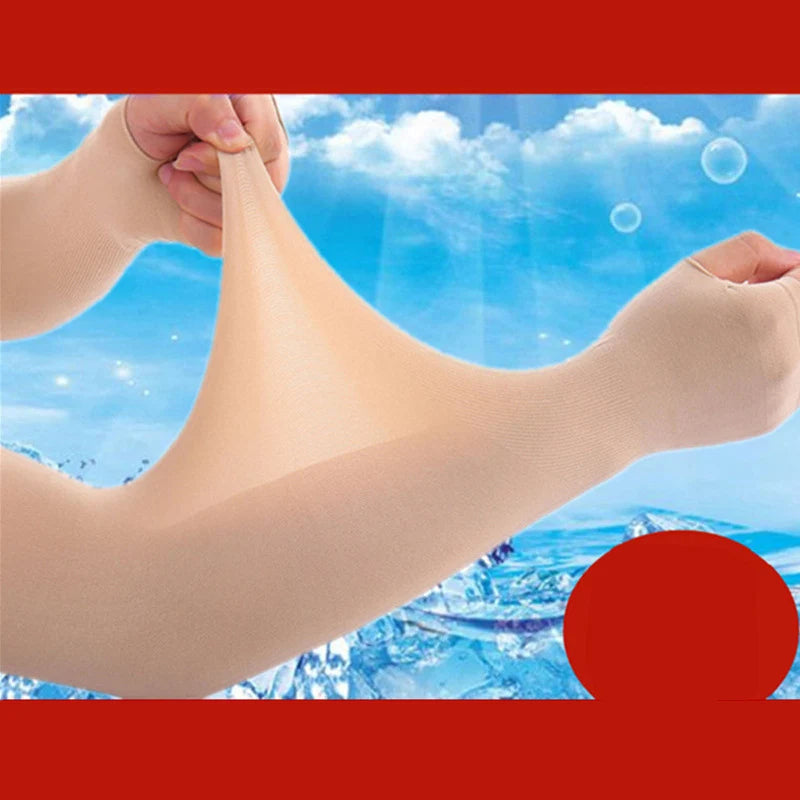 Invisible Sunscreen Seamless Ice Sleeves UPF50+ Cooling Silk Fabric UV Protection Arm Covers For Outdoor Sports Driving