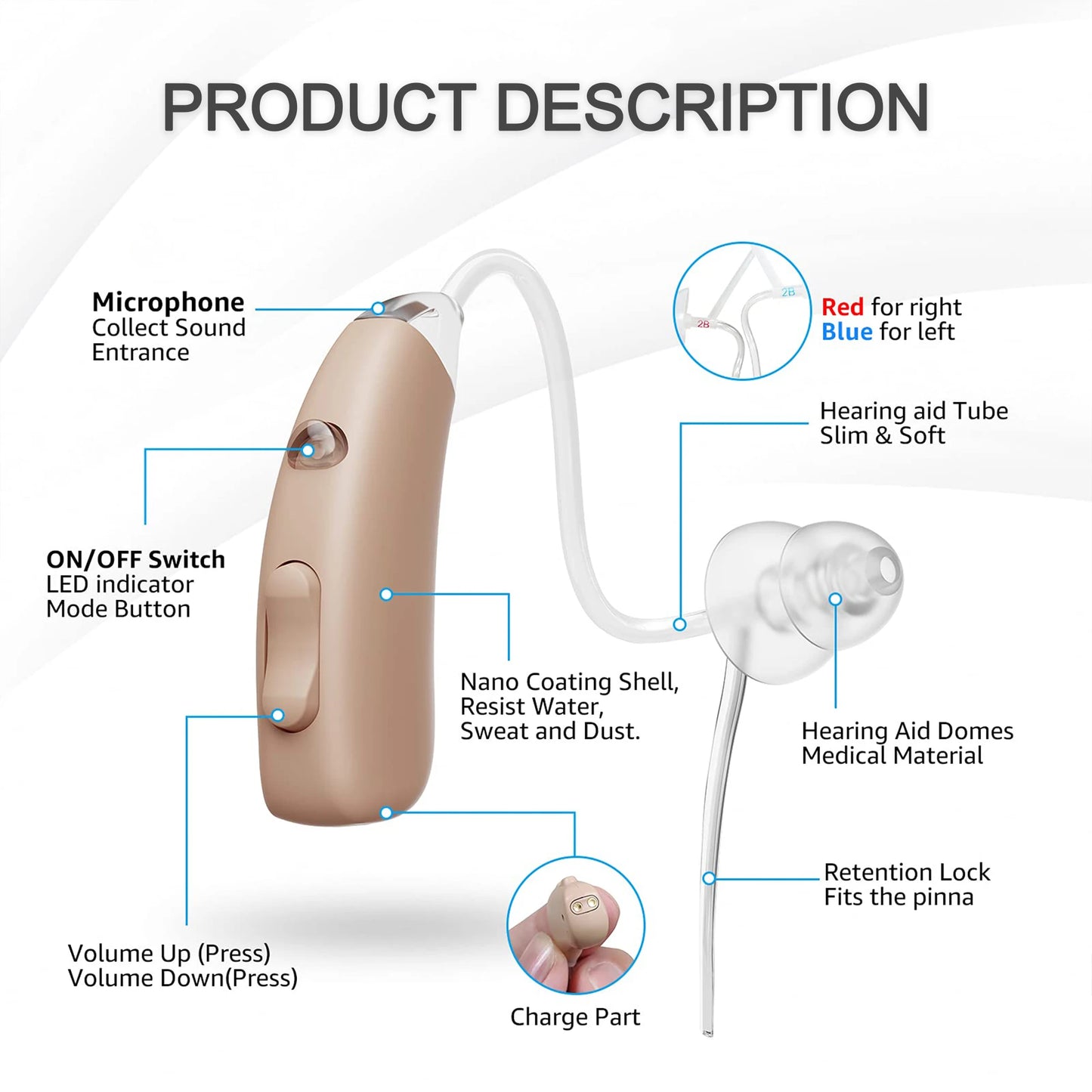 New Model 2023 Mini Rechargeable Hearing Aids RIC 8 channel Digital Hearing Aid Adjustable Sound Amplifier for Deaf Elderly