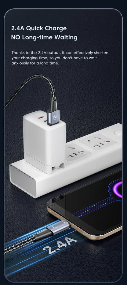 Toocki Micro USB Cable for Samsung S10 2.4A Fast Charging Quick Charge Micro Cable for Fan Headphone LED Phone Charger Data Cord