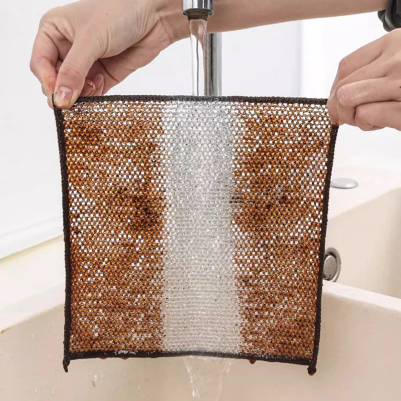 10/20Pcs Cleaning Products Dishcloth Silver Wire Cleaning Kitchen Cloth Thickened Microfiber Wash Towel Built-in Sponge Ball Rag