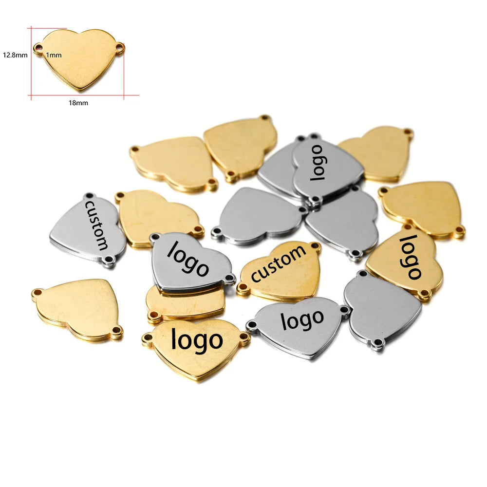 50-200pcs Custom Pendant Laser Engrave Name LOGO Stainless Steel Personalized Necklace Extend Chain Tail Tag Jewelry Charm