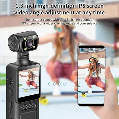 Lenovo 8K HD Handheld Pocket Camera 180 ° Rotating Mini Portable Camera Wearable Night Vision Outdoor Sports Camera 2026 New