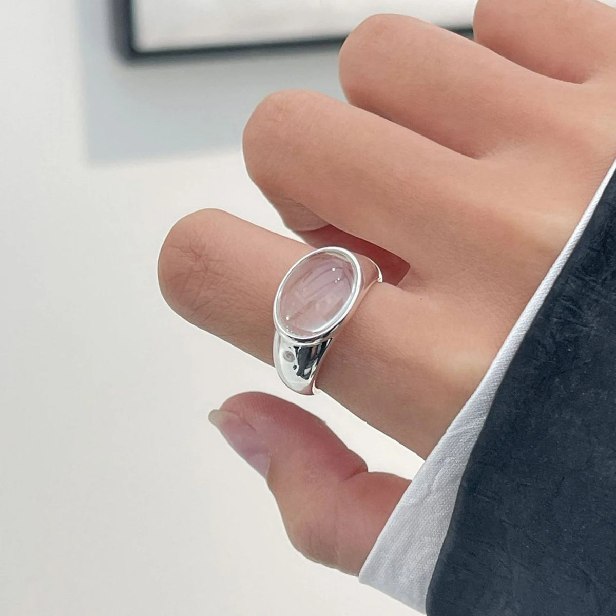 PANJBJ 925 Sterling Silver Lotus Ring For Women Retro TextureJewelry Irregular Creativity Adjustable Jewelry Party Gift Dropship
