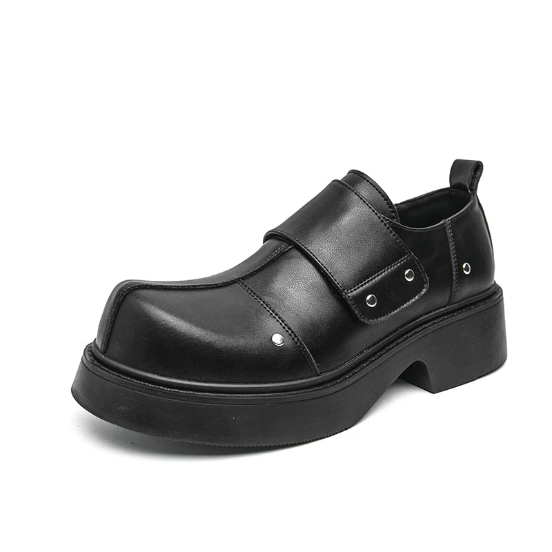 Chic Luxury Punk Men Monk Strap Dress Shoes Designer Leather High-Heel Platforms Commuter Loafers Party Prom Club Stage Footwear