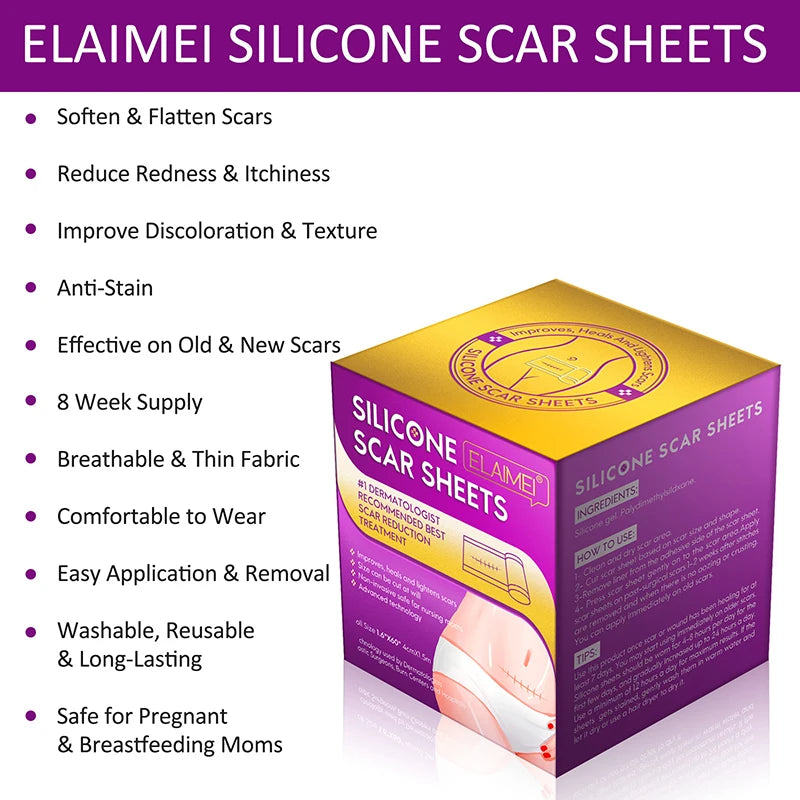 1.5M Silicone Scar Sheets Clear Scars Tape Strip Invisible Silicone Self-adhesive Patches for C-Section Surgery Keloid Burn Acne