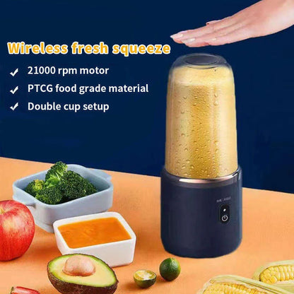 New Double Cup Portable Blender 6 Blades USB Rechargeable Mini Juicer Machine Multifunctional Fruit Juice Mixing Cup for Home Tr