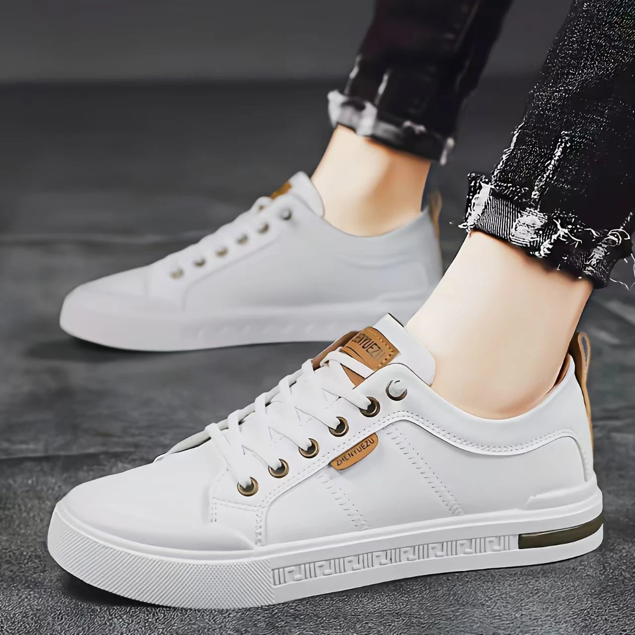 Four-Season Men's Dress Shoes, Comfortable and Breathable, with Convenient Elastic Band Design, Stylish and Versatile