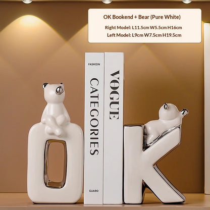 Modern  Ceramic Human Figure Bookends Sculpture Decor Book Holder For Nightstand TV Cabinet Wine Rack Office Desktop Home