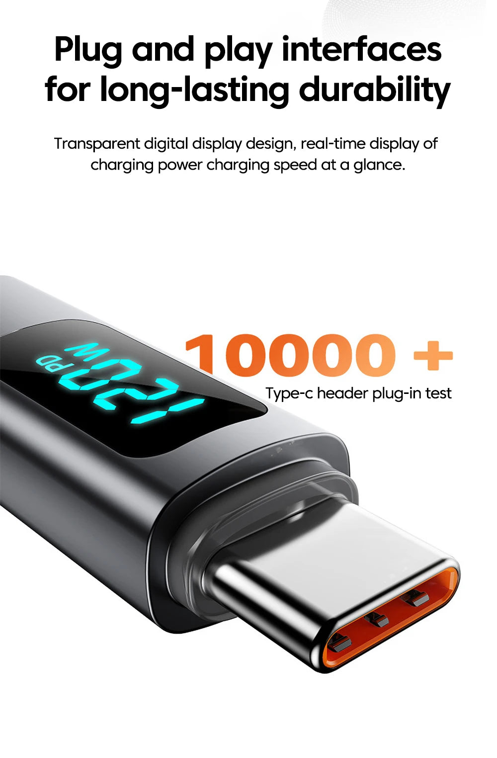 120W Spring Cable USB Type C To Type C Fast Charging LED Digital Display For iPhone 15 16 Samsung Huawei USB C To USB C Cable