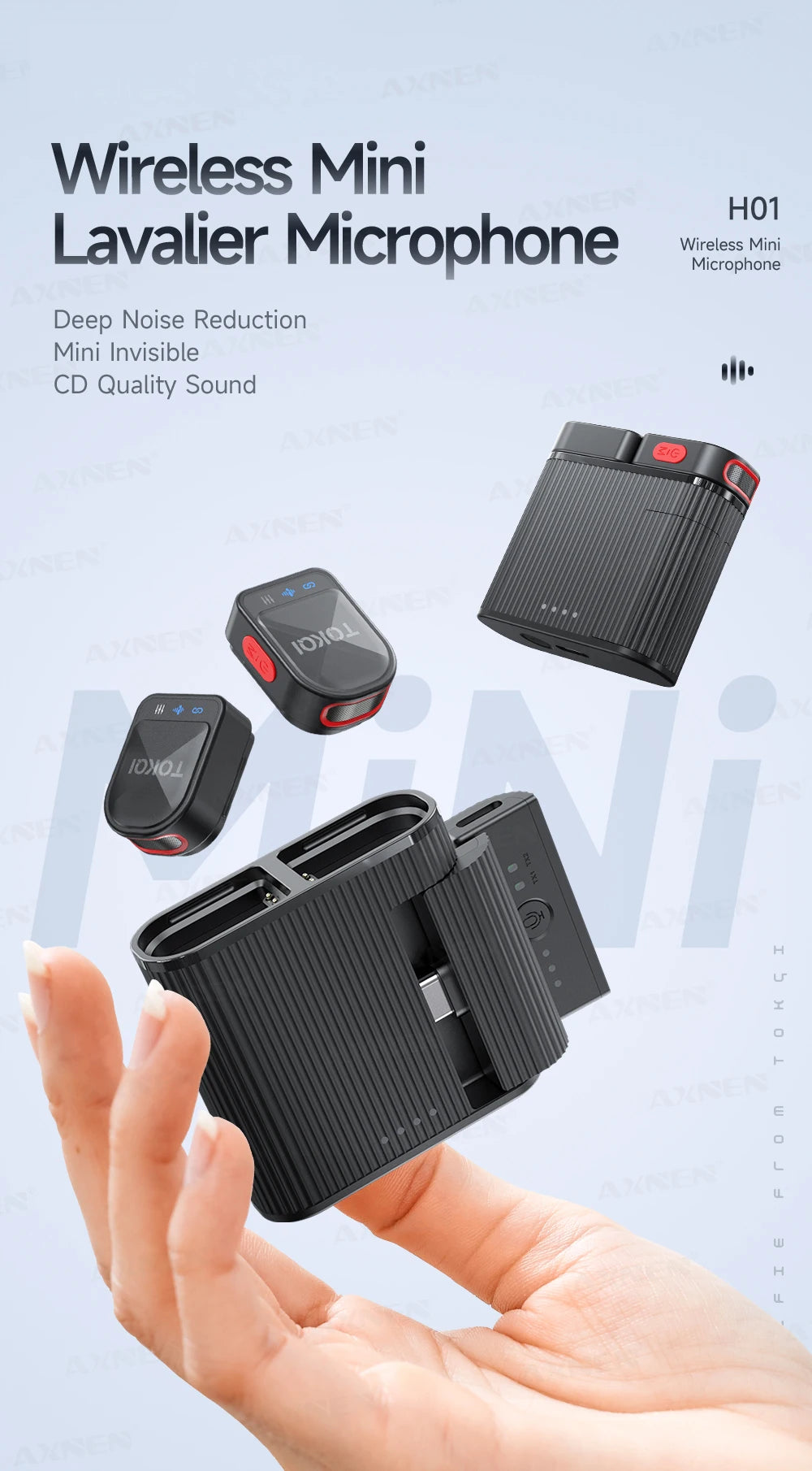 AXNEN Wireless Mini Lapel Microphone Bluetooth Magnetic Attraction Noise Reduction Card for Mobile Phone Live Broadcast Gaming