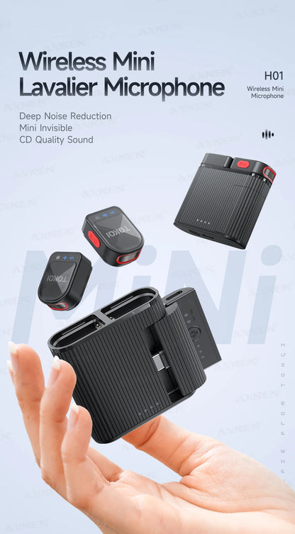 AXNEN Wireless Mini Lapel Microphone Bluetooth Magnetic Attraction Noise Reduction Card for Mobile Phone Live Broadcast Gaming
