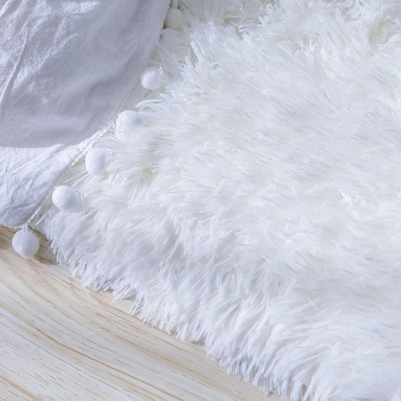 Pink Bedroom Carpet For Children's Room Cute Girls Floor Soft Mat Living Room Decoration White Fluffy Large Kids Bedside Rugs