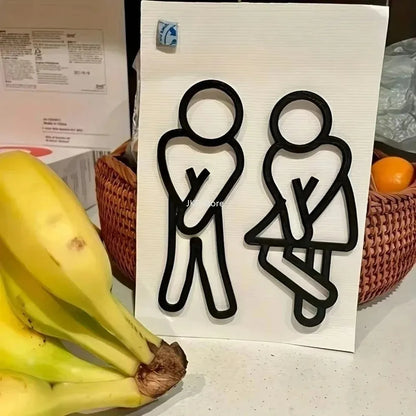 Modern Restroom Door Sign Men Women WC Hanging Plaque Contour Style for Guest Bathroom Home Hotel Wall Decor Daily Use Sign