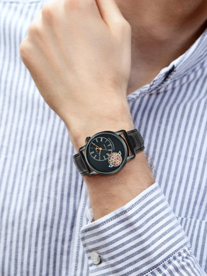 TOMI Set Gift Box Luxury and Fashionable Men's Quartz Watch Leisure Calendar Double Strap Quartz Watch Festival Gift