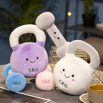 Cartoon Anime Creative Fitness Equipment Dumbbell Dolls Kawaii Kettle Bells Stuffed Plush Toys Children's Handmade Dolls Gifts