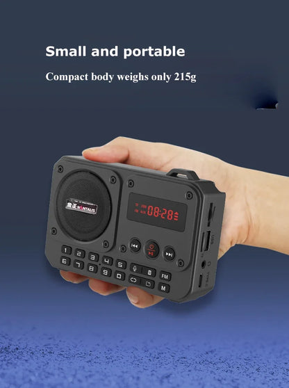 Mini Portable FM Radio Multifunctional Radios Bluetooth Speaker Recorder with LED Display Folder Switching TF Card U Disk Play