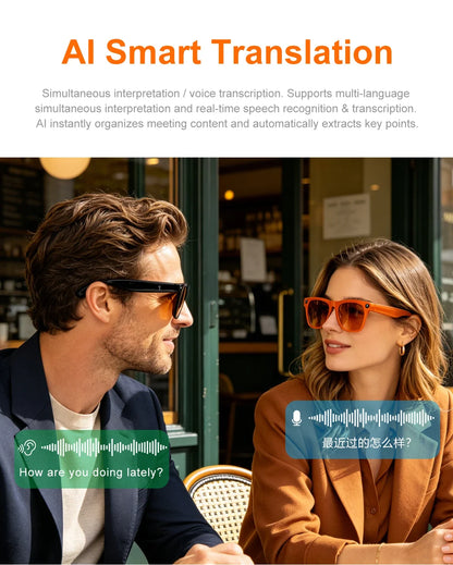 Lenovo AI Smart Shooting Glasses 800W HD Camera Wireless Bluetooth Calling Translation For Men Women Sunglasses With 3 Lenses