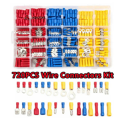 140-1200Pcs Assorted Spade Terminals Insulated Cable Splice Butt Connector Electrical Wire Crimp Ring Fork Set Ring Lugs Kit