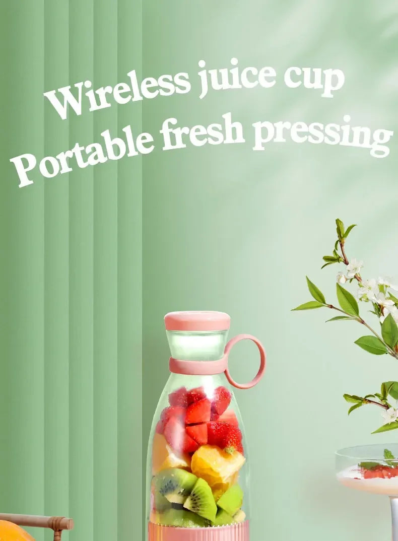 Portable Electric Juicer Cup with 6 Blades USB Mini Milkshake Blender Fresh Fruit Milk Mixing Tool for On-the-Go