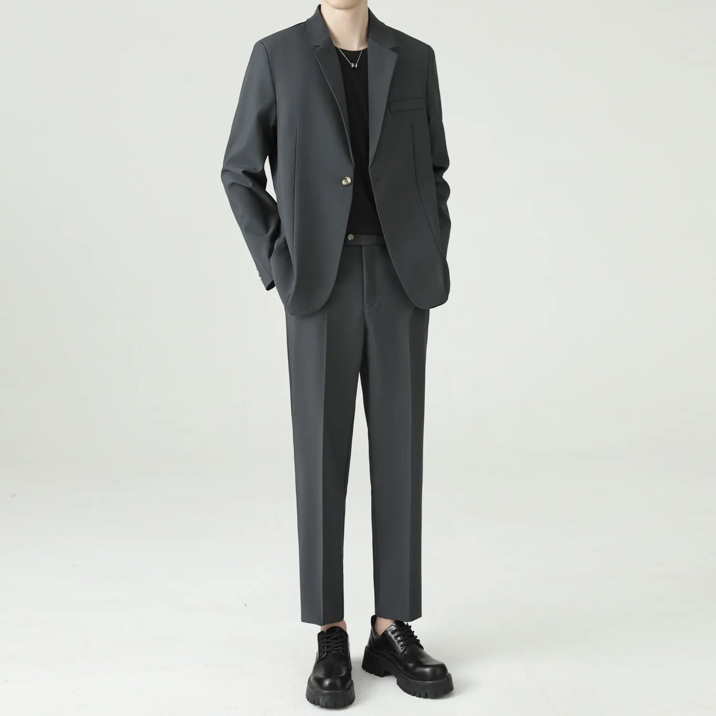 Suits Men's Fashionable Banquet Solid-color Dance Host Casual Wedding Banquet Dress Performance Korean-style Rugged Smart Suit