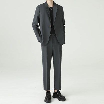 Suits Men's Fashionable Banquet Solid-color Dance Host Casual Wedding Banquet Dress Performance Korean-style Rugged Smart Suit