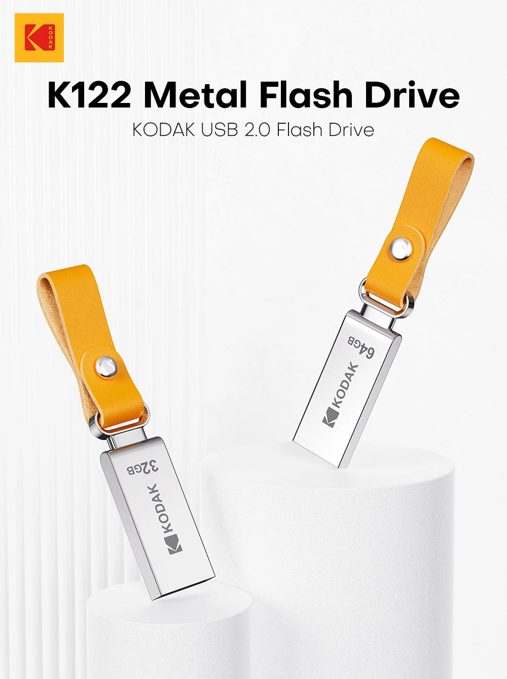 KODAK K122 Mini Metalowy Pendrive USB 2.0 32GB 64GB 128GB Pamięć Flash Plug & Play Mały Kompaktowy Dysk do Laptopa PC Samochodu