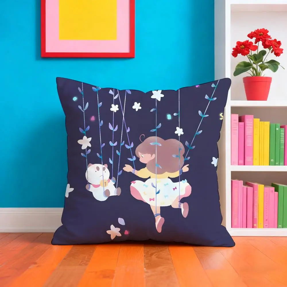 Bee And P-PuppyCat Anime Pillow Case Cushion Cover Soft & Easy-Wash Pillow Case – Versatile For Couch, Bed, Travel And Office