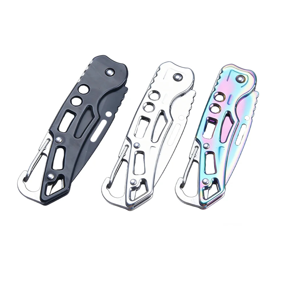 Folding Pocket Knife Portable Stainless Steel Fruit Knife with Non-slip Handle Outdoor Survival Hunting Camping Household Tools