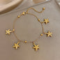 Fashion Gold Plated Stainless Steel Chain Bracelet for Women Cute Star Heart Cherry Tassel Charms Bracelets Waterproof Jewelry