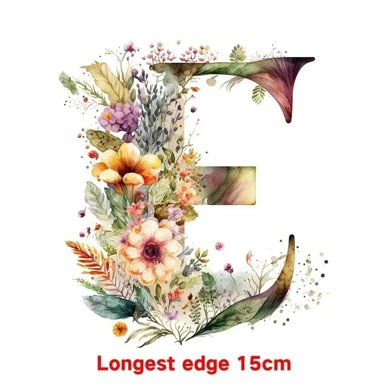 15cm Cartoon Flower Alphabet Heat Transfer Heat Press Printed Accessories PatchDIY children's clothing decoration sticker