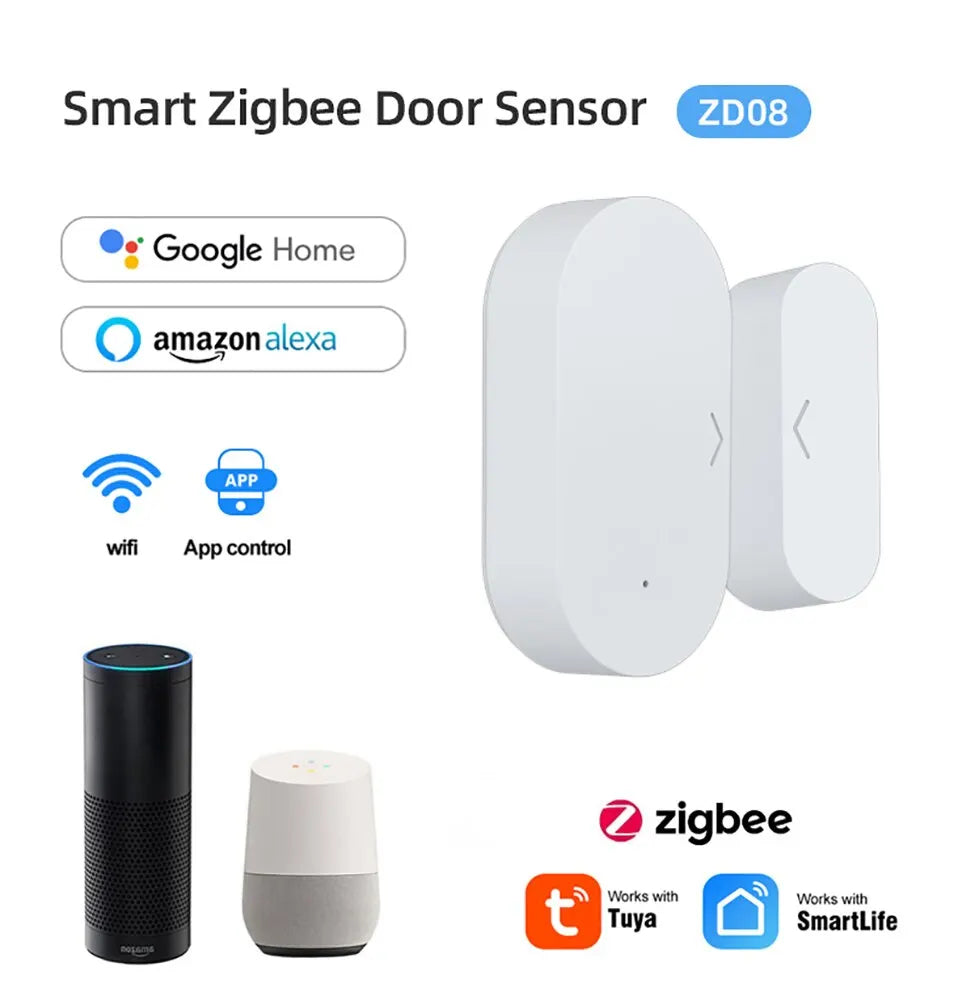 Tuya ZigBee 3.0 Smart Door Window Sensor Door Open Closed Detectors Smart Home Security Protection Alarm System for Alexa Google