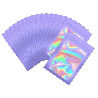Ziplock Bags 100PCS Holographic Bag Zip Lock Gift Bags Plastic Iridescent Storage Zip Packaging Bags for Earrings Jewelry