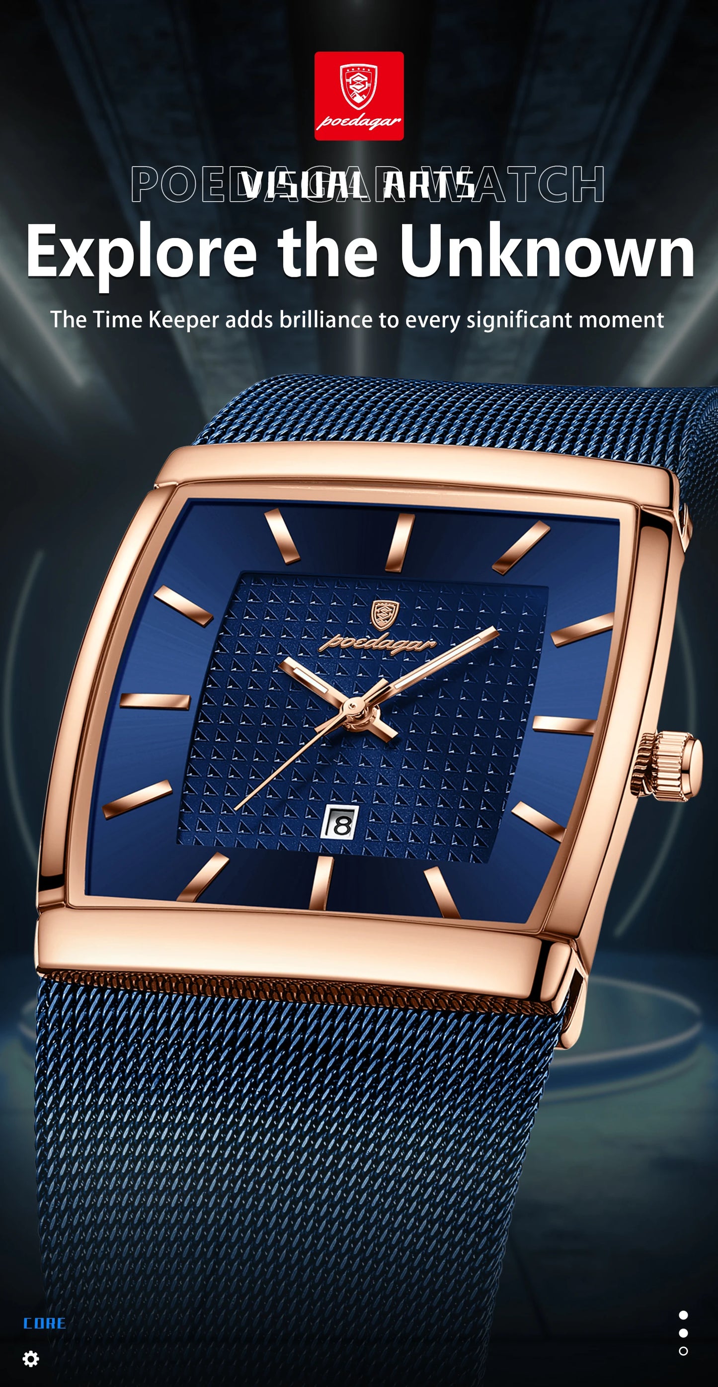 POEDAGAR Original Luxury Men's Wristwatch Stainless Steel Mesh Waterproof Luminous Date Man Watch Fashion Quartz Watches For Men