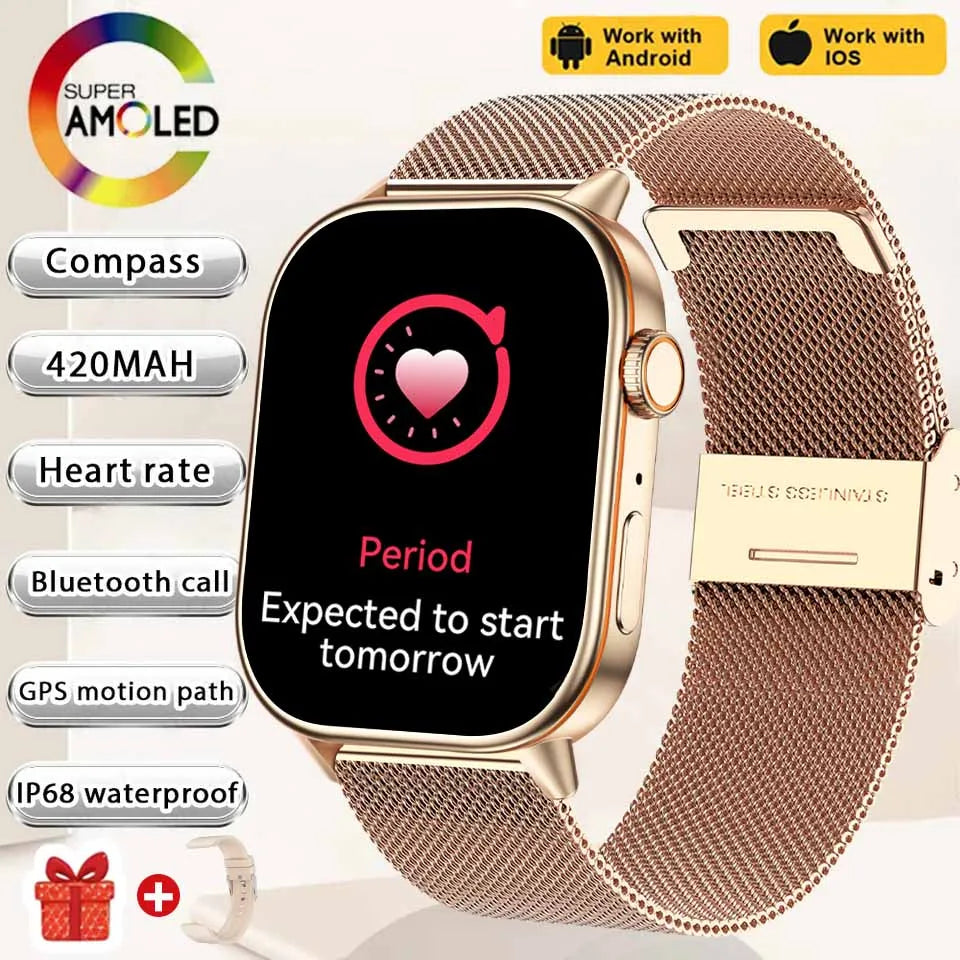 Newly Built-in GPS Sports Fitness Pilates Smart watch Women Fashion Precise Positioning 5ATM Waterproof Bluetooth Call Bracelets