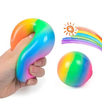 Gradient Rainbow Powder Stress Relief Ball Toy Squeezing Slow Rebound Jump Ball Children's Finger Training Toy Ball Gift