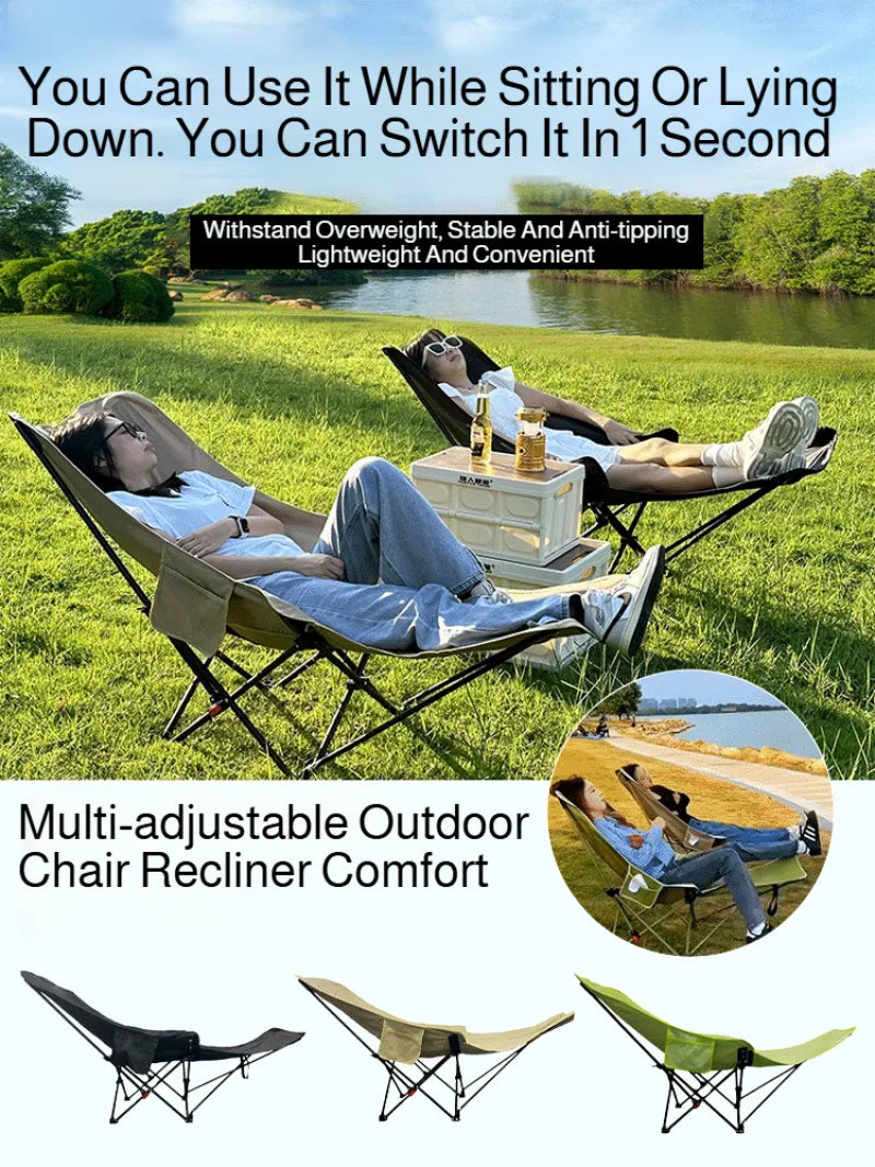 Outdoor Portable Camping Comfort Chair Folding Nap Beach Chair with Leg Support Lightweight Travel Folding Chair for Hiking