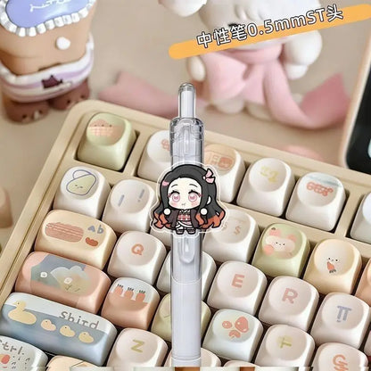 8pcs Demon Slayer fan merchandise push-button pen cartoon anime ST quick-dry 0.5mm ballpoint pen for students study stationery