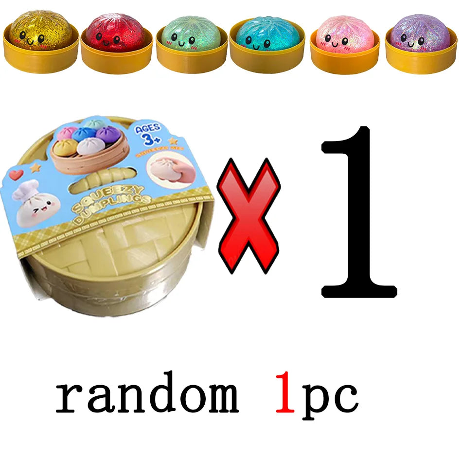 Glitter dumpling squishies Glitter Dumpling Squishy with Box Dumplings Sensory Dumpling Pressure Toy for Stress Relief