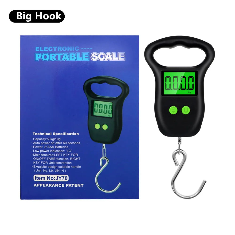 200kg/50kg Hanging Scale Digital Backlight Electronic Scales Fishing Weights Pocket Scale Luggage Crane Scale