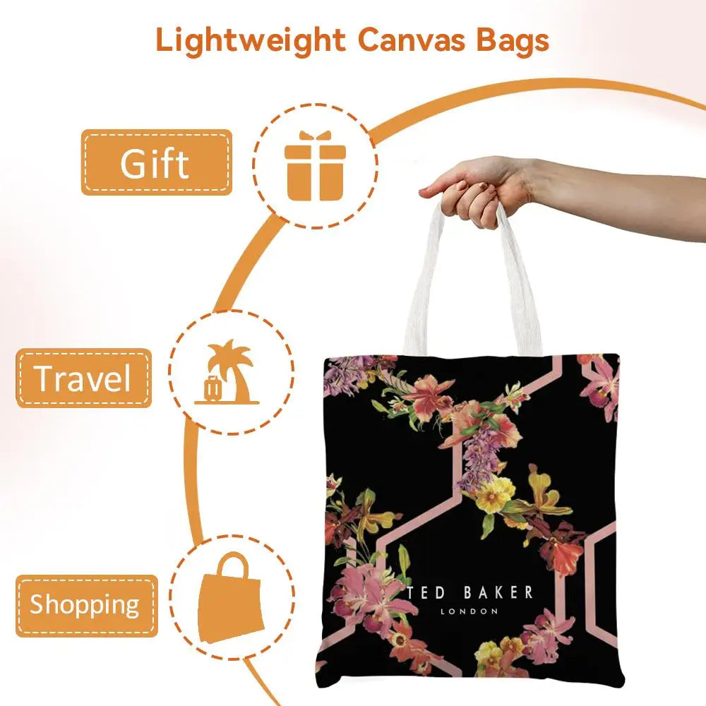 Fashion T-TED B-BAKERs Storage Bags Canvas Double-Sided Print Fashion Shoulder Tote Shopping Bag Gift Eco Handbags