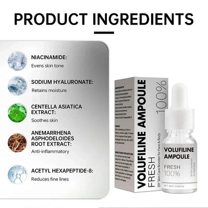 100% Pure Volufiline Plumping Ampoule Serum, Skin Care Essential for Facial Volume & Even Skin Tone, Fast-Absorbing Hydrating
