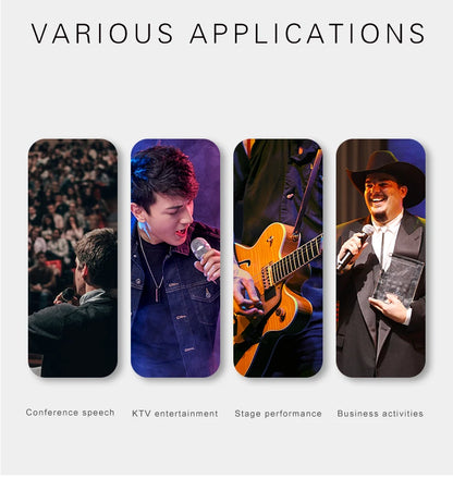 Wireless Microphone Handheld Dual Channels UHF Fixed Frequency Dynamic Mic For Karaoke Wedding Party Band Church Show