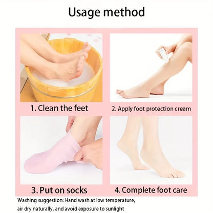 2 PCS Silicone Socks for Women, Soft Gel Moisturizing Foot Socks, Spa Socks for Softening Dry Feet, Cracked Heels Foot Care