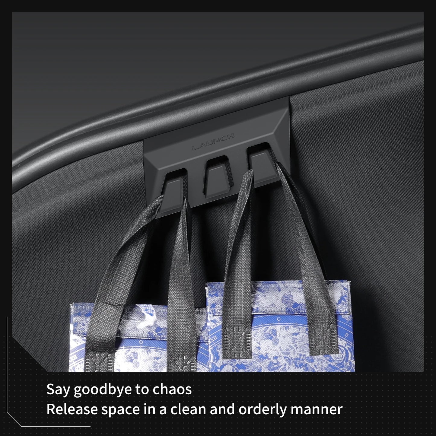LUCKEASY for Tesla Model Y Juniper Launch/YL 2025 2026 Rear Trunk Hook Hidden Organizer Umbrella Bag Hanger Storage