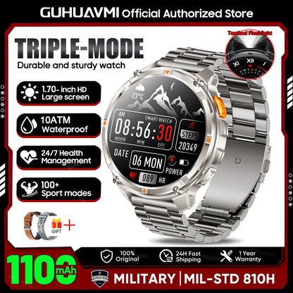 2026 New T-REX3 1100mAh Battery SmartWatch 10ATM Waterproof Compass Altitude HD Bluetooth call Sports Flashlight Smart Watch Men
