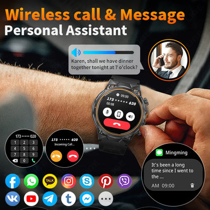 LIGE 2026 Nowy Zewnętrzny Wojskowy Zegarek Smartwatch z Baterią 400 mAh, Wodoodporność 5ATM, Latarka, Monitor Tętna, Tracker Sportowy dla Mężczyzn