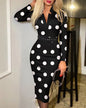 Elegant Print V Neck Dress with Belted Short Sleeve for Women Spring Summer Casual Chic Women's Clothing