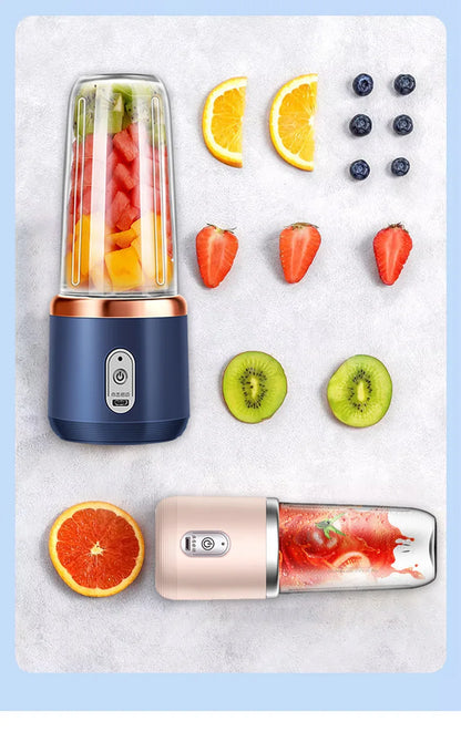 2-Cup Electric Juice Blender Mini Wireless Portable Home USB Rechargeable 6-Blade Gift Juice Cup Multifunctional Juicer